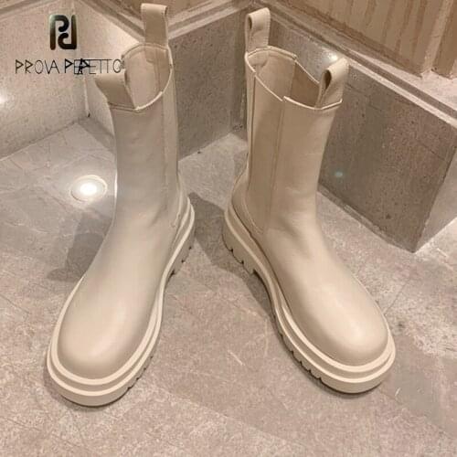 White Short Boots Autumn and Winter New Style Chelsea Boots Handsome Double-layer Thick-soled Leather Stitching Martin Boots