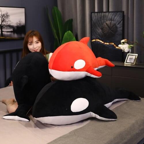 1pc 60-100CM Huge Killer Whale Plush Toys Creative Sleeping Pillow Stuffed Soft Animal Ocean Shark Dolls for Kids Boys Gift