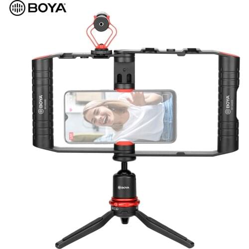 BOYA BY-VG380 Multifunctional Smartphone Video Rig Kit Mini Cardioid Microphone for Vlog Video Recording Live Streaming