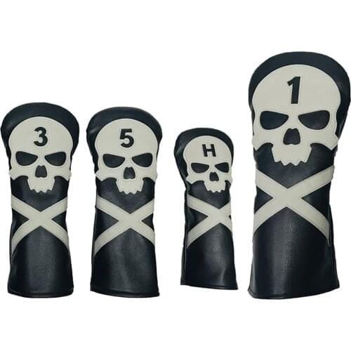 Golf Club Head Cover Driver Fairway Wood Headcover Golf 1 3 5 UT Covers Sleeve Protector Guard with Skull Pattern and Numbers