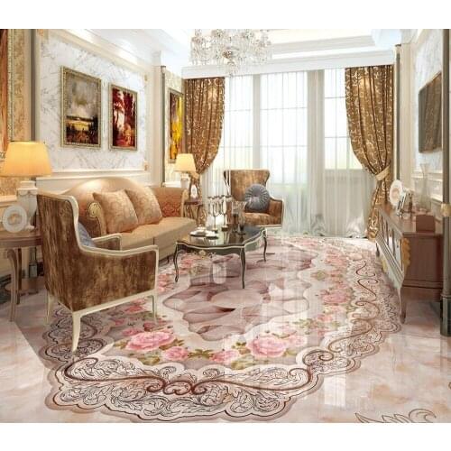 Home Decoration Continental Grand marbled parquet floor 3D Custom Photo self-adhesive 3D floor PVC waterproof floor