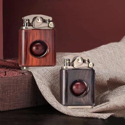 Kerosene lighter rosewood retro solid wood personality creative lighter cigarette cigar igniter pure copper wood high quality