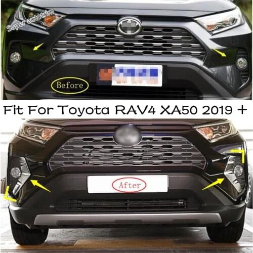 Front Fog Light Foglight Lamps Eyelid Eyebrow Cover Kit Chrome For TOYOTA RAV4 RAV 4 XA50 2019 2020 2021 Accessories Exterior