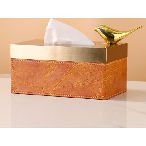 Tissue Box Leather Removable Organizer Paper Rack For Livingroom Bathroom Useful Waterproof Housewear & Furnishings Wedding Gift