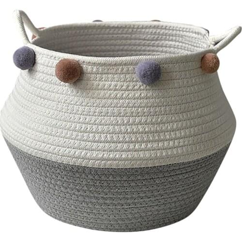 Woven Cotton Rope Hamper, for Dirty Clothes, Toys, Blanket Storage in Bedroom, Living Room and Nursery Room