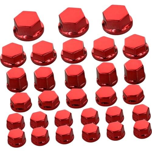 30Pc Motorcycle Nut Screw Cover For Yamaha For Kawasaki Red