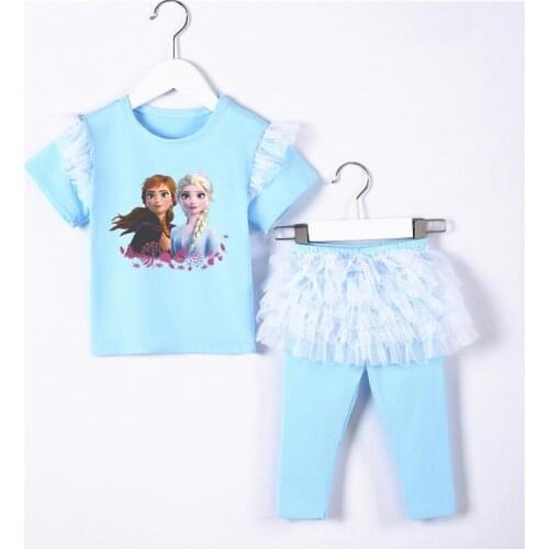 Summer Kids Clothes Sofia Anna Princess Outfits Cute Little Girls Clothing Set Top&mesh Shorts Toddler Children Clothing Set