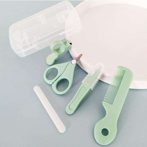 5 Pcs Baby Nail Hair Daily Care Kit Newborn Infant Nail Clipper Scissor Hair Comb Nose Cleaner Safety for Toddler Nursing