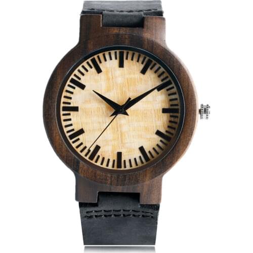 New Natural Wood Watch Novel Yellow Dial Wristwatches Casual Sports Watch Men Woman Clock Women Genuine Leather Band Time