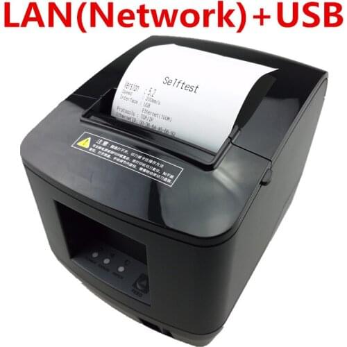 Brand new 80mm receipt POS printer Automatic cutter Thermal bill printer USB Ethernet Two ports are integrated in one printer