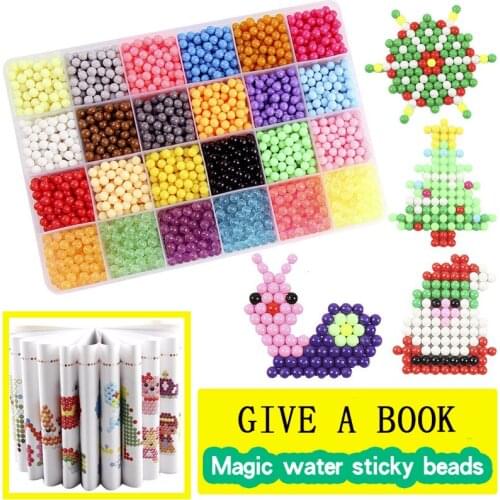 24 color Multicolor DIY Water Spray Magic beads Ring Refill 3D Puzzle Educational Kit Ball Game Toys for Children juguetes