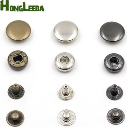Wholesale 100sets/lot 10mm small four part brass metal button spring snap button snap fasteners silver, bronze, black FP-005