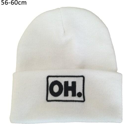 European Style Acrylic Fibres 1Pcs Autumn Winter Cap Keep Warm Knitted Hat White Unisex Embroidery Fashion Headgear