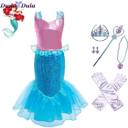 Girls Little Mermaid Ariel Princess Dress mermaid dress for kids Cosplay Costumes For Kids halloween Ariel dress Mermaid Dress