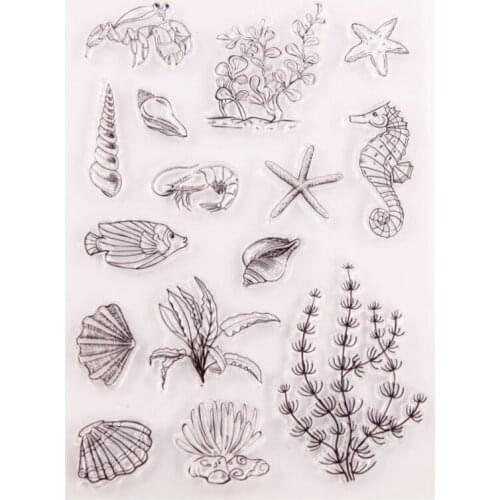 Seahorse Conch Transparent Clear Silicone Stamp Seal DIY Scrapbook Rubber Stencil Coloring Diary Decor Office School Supplies
