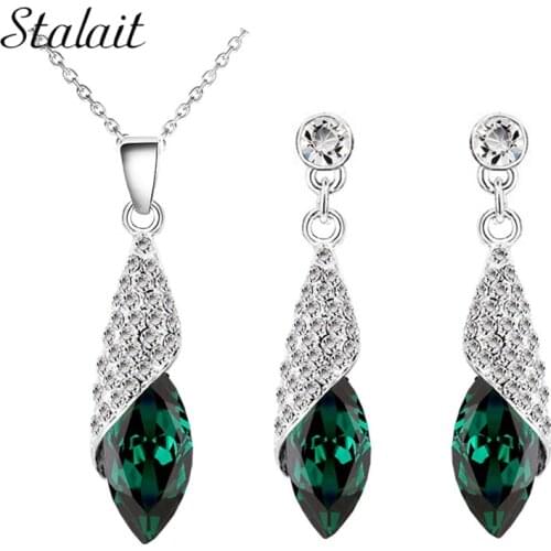 Drop Shipping Hotselling Wholesale 18KGP Gold Color Austrian Crystal Sunshine Drop fashion Jewelry Sets Necklace Earring 41563