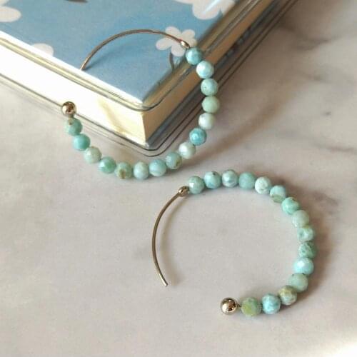 LiiJi Real 925 Sterling Silver Earring Real Turquoise Labradorite Larimar Hoop Earring for Women Jewelry Dropshipping