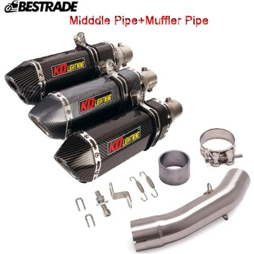 Motorcycle Exhaust System Middle Link Tube Slip On 51MM Mufflers Pipe Modified For Duke 250 390 RC390 Duke 250ADV 390ADV 2021