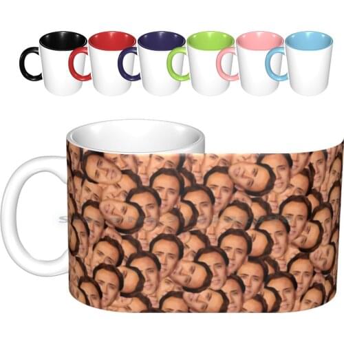 Nicolas Cage Texture ( For All Your Cage Needs ) Ceramic Mugs Coffee Cups Milk Tea Mug Nicolascage Nicolas Cage Celebrity Handy