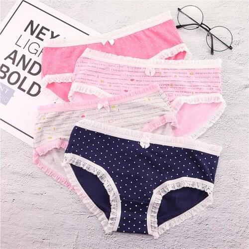 Girls underwear 10pc/bag lace cotton candy low waist briefs ladies young girl panties Teenagers lovely intimate