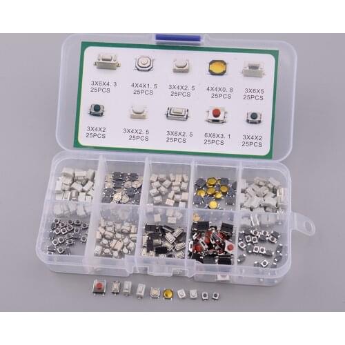 Universal 250Pcs 10 Types Tact Tactile Micro Push Button Switches Microswitch Accessories Fit For Mini Remote Key Fob Car