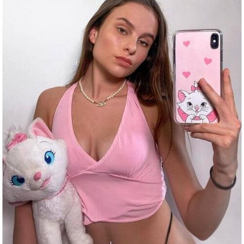 Ladies Base Tank Top Sexy Femme Sleeveless V-neck Crop Top Women Fashion Cropped Top Summer Womens Halter Bandage Tanks 2021