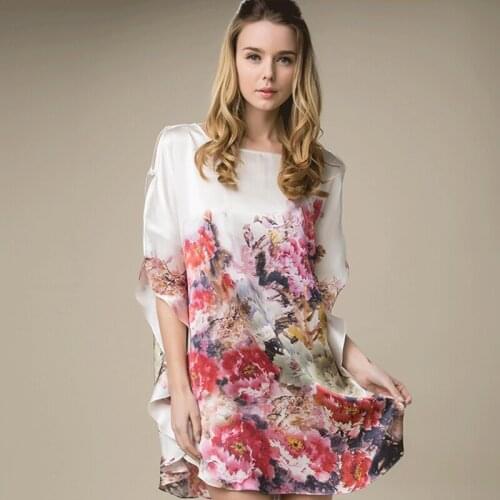 Women Silk Nightdress Painting Silk Women Summer Breathable And Cool New Home Service Large Size Fat MM Nightgown