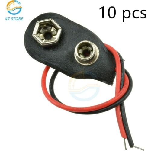 10PCS 9V Clip-on Battery Connector 9V Battery Snap-on Connector Wire Holder Cable Leads Cord 9V I-Fonts Softshell Battery Buckle