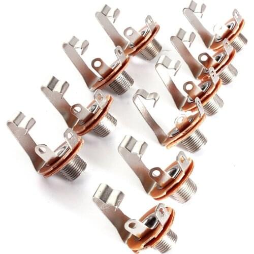10 Pcs Mono Input Jack for Guitar Bass 6.35mm Orange