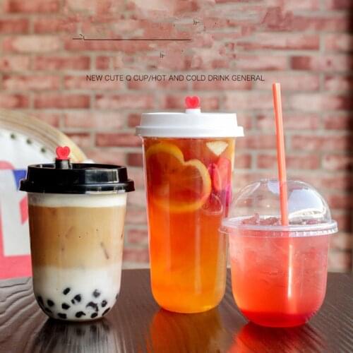 100pcs Net red 95mm caliber U milk tea cup 360ml 500ml 700ml drinks packaging plastic cups Christmas birthday party favors cup