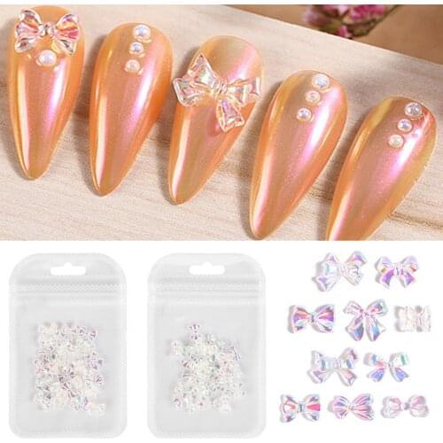 30Pcs/Pack Nail Art Bowknot Stylish Decorative Resin Bow Rhinestone Manicure Decoration for Women
