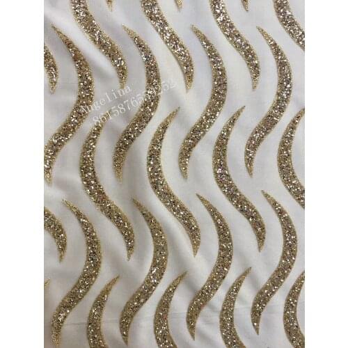 African Latest French Net Lace BZL-32403 Tulle Lace Fabric With gold glitter For Party