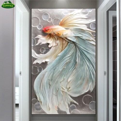 Blue Fish Diamond Painting Cross Stitch Full Magic Square Diamond Embroidery Europe Home Decoration Wall Art Decoration Series