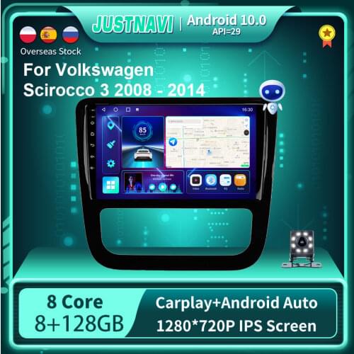 JUSTNAVI Car Radio For Volkswagen Scirocco 3 2008-2014 Android 10.0 Autoradio Navigation GPS Multimedia Player DSP Carplay OBD