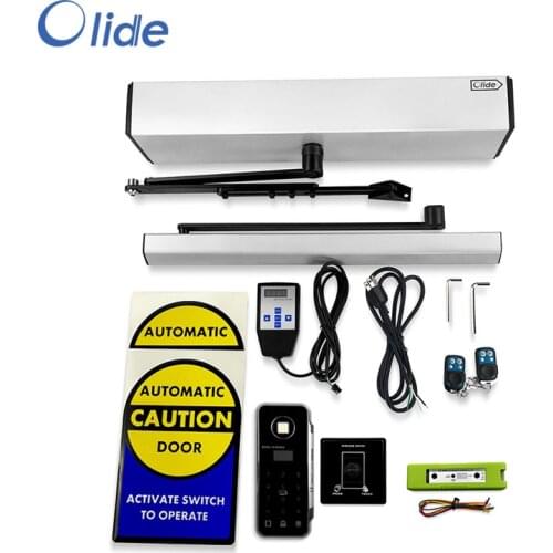 Olide DSW120 Doors Opener Automatic with Wireless Fingerprint Lock Access Control Reader and Square Wireless Hand Sensor Switch