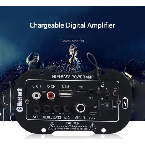 5 Inch 7.4V Car Audio Amplifier Rechargeable Powerful Bass Subwoofer MIC Amplifier Board Player Automotive Amplifier Module