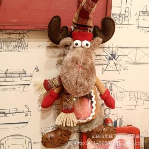 Free Shipping 43cm Cartoon Cute Gift Bag Christmas Eve Fruit Candy Snack Bag Reindeer Shape Doll Bag Hanging Decoration