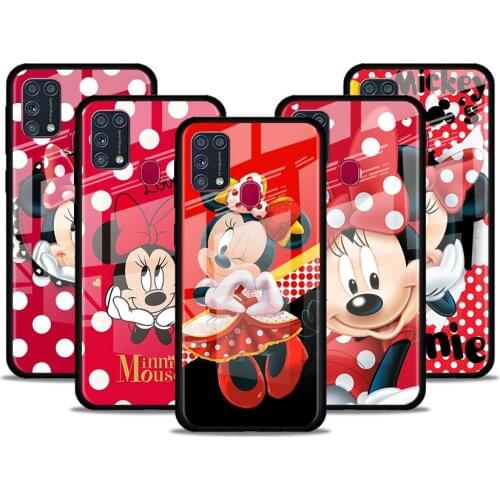 Disney Minnie Mouse Point for Samsung Galaxy S21 Ultra A71 A51 4G 5G A91 A81 A41 A31 A21 A11 A01 Tempered Glass Phone Case