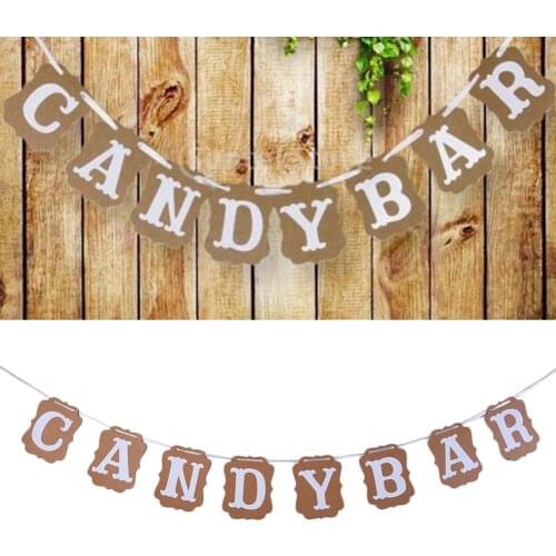 CANDY BAR Letters Hanging Flag Kraft Paper Cardboard Bunting Banner Party Pull Flowers for Wedding Birthday Baby Shower fine