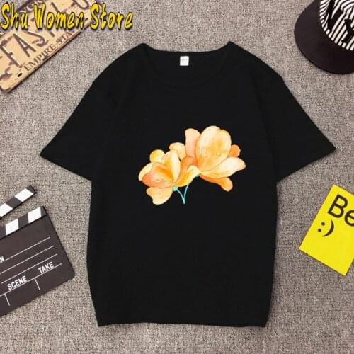 Women Flower Floral Oil Painting Print Short Sleeve Ladies Summer T Tee Female Top Shirt Clothes Tshirt Womens Graphic T-shirt