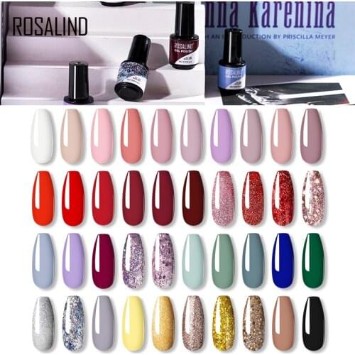 ROSALIND 7ML Gel Polish Glitter Color Nail Gel Polish For Nail Art Manicure Need UV LED Lamp Design Semi Permanent Gel Varnishes