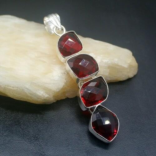 Gemstonefactory Jewelry Big Promotion 925 Silver Charms Dazling Blood Red Garnet Women Ladies Gifts Necklace Pendant 0305