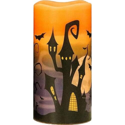Halloween Flickering Flameless Candles with 6 Hour Timer Battery Operated LED Candle for Christmas Halloween Home Decoration