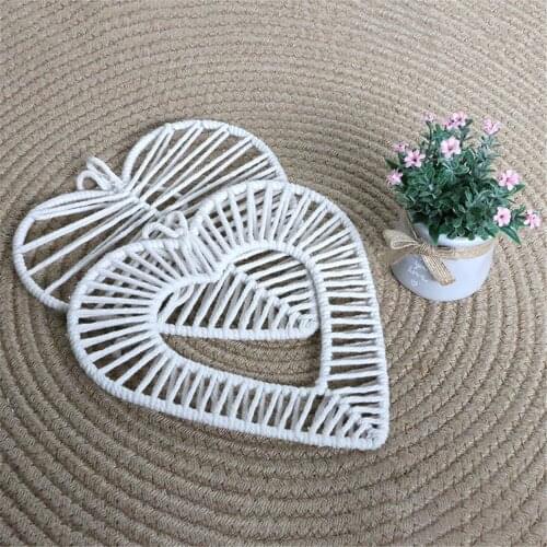 Heart Shaped Cotton Rope Handwoven Wall Hanging Ornaments Crafts Living Room Bedroom Decor Home Decoration Accessories