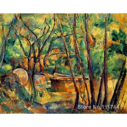 Art landscape Millstone and Cistern Under Trees Paul Cezanne Oil painting reproduction Handmade High quality