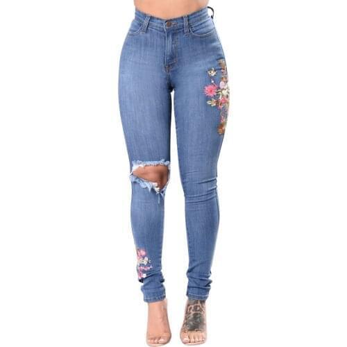 Женские джинсы с вышивкой ISHOWTIENDA China At AliExpress