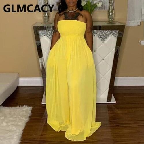 Off Shoulder Tube Jumpsuit Casual Solid Loose Overalls