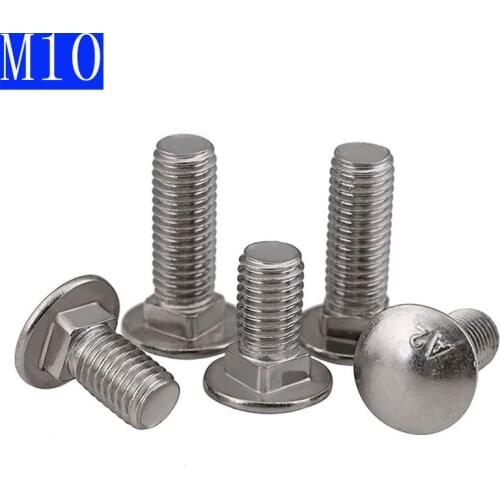 M10 x 1.5 10mm Carriage Bolts 304 Stainless Steel Round Head Square Neck Screws Bolts screws