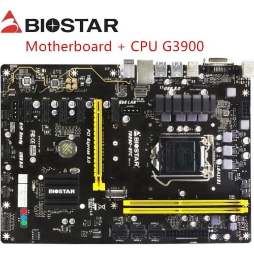 BTC BIOSTAR TB250-BTC G3900 Motherboards 6PCIE B250 LGA 1151 DDR4 ATX Mining Motherboard (alternative B250 PRO MINING EXPERT )