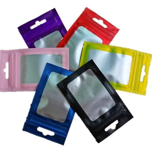 100pcs 6 Sizes Flat Bath Salt Cosmetic Bag Jewelry Sealing Bag One Side Clear Holographic Mini Aluminum Foil Zip Lock Bags